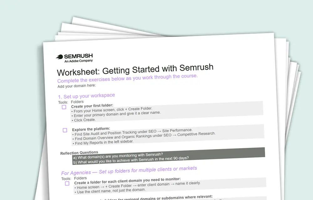 Worksheet: Getting Started with Semrush