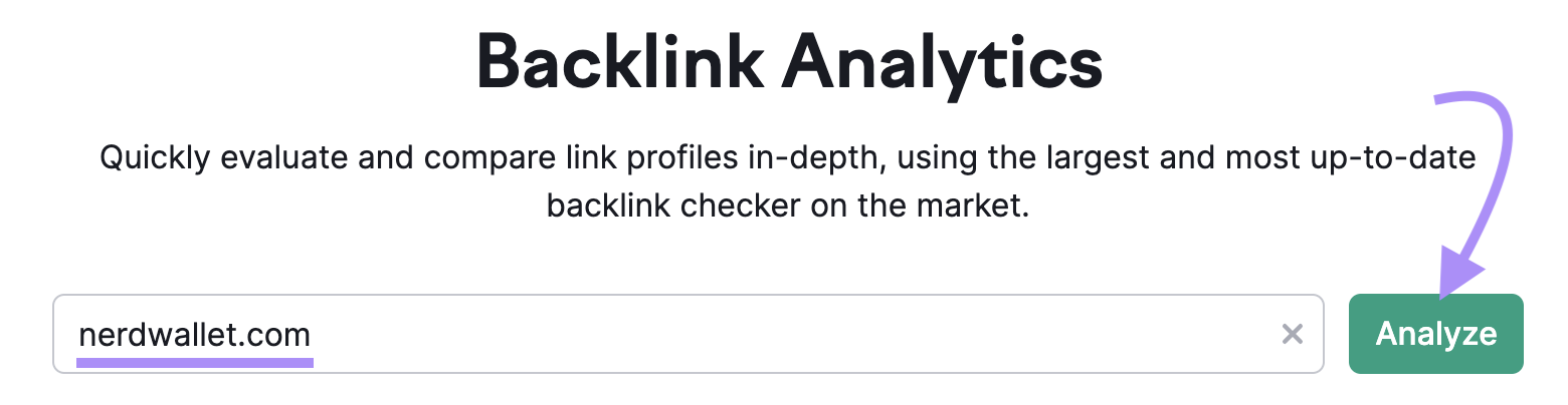 enter your domain to Backlinks tool