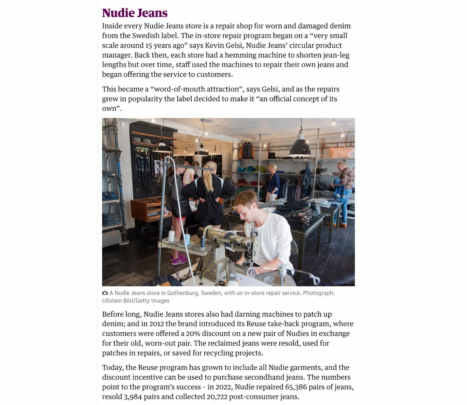 A blog post by Guardian mentioning a brand without a link to their website.