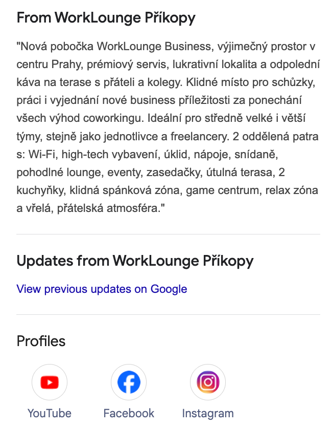 Updating Google My Business profile