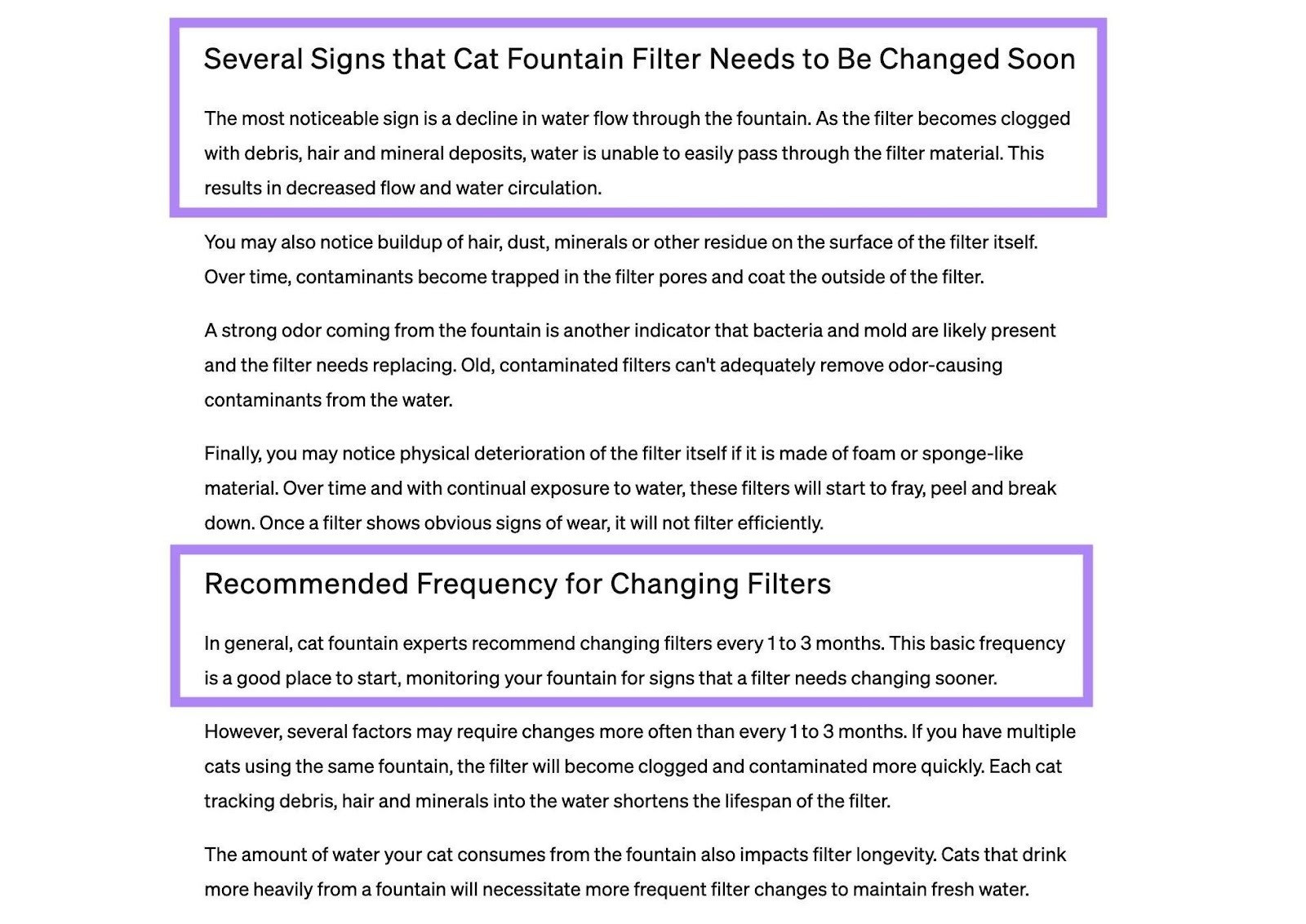 A blog post by Petlibro with the topics in the headings addressed immediately in the body text that follows.